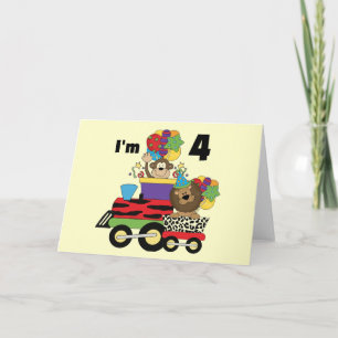 Oerwoud Train 4e Verjaardag Tshirts en geschenken Kaart