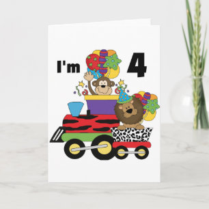Oerwoud Train 4e Verjaardag Tshirts en geschenken Kaart