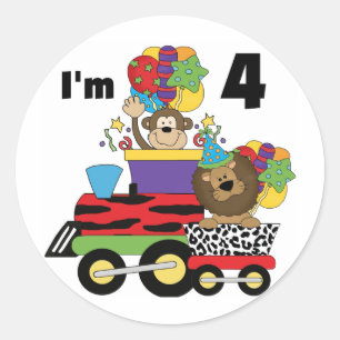 Oerwoud Train 4e Verjaardag Tshirts en geschenken Ronde Sticker