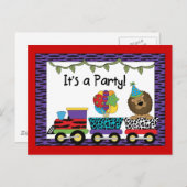 Oerwoud trein party uitnodigingen (Voorkant / Achterkant)