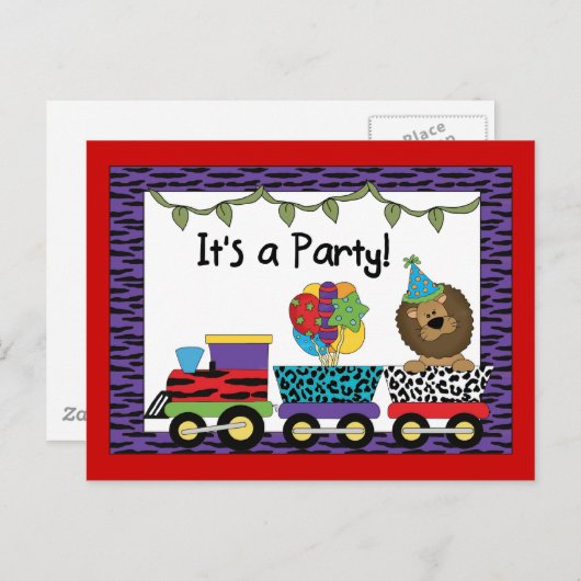 Oerwoud trein party uitnodigingen (Voorkant / Achterkant)