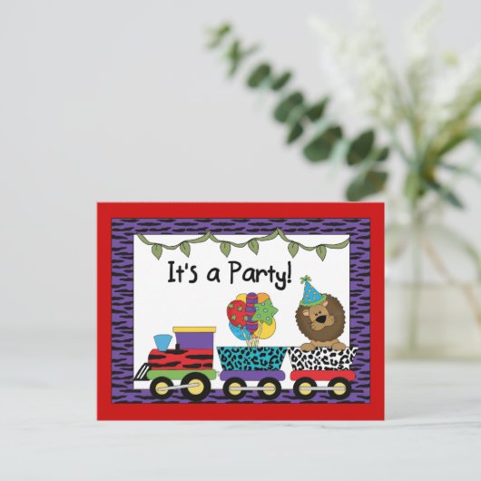 Oerwoud trein party uitnodigingen (Staand voorkant)