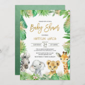 Oerwoud Tropical Safari Animals Baby shower Kaart (Voorkant / Achterkant)