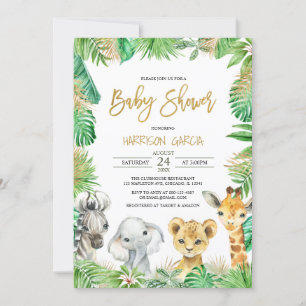 Oerwoud Tropical Safari Animals Baby shower Kaart