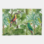 Oerwoud, tropisch, vogels, toucans, wortelen, theedoek (Horizontaal)
