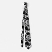 Oerwoud, tropische bladeren zwart-wit patroon stropdas (Achterkant)