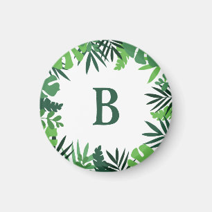 Oerwoud tropische palmbladeren groen monogram magneet