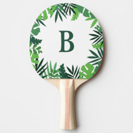Oerwoud tropische palmbladeren groen monogram tafeltennisbatje