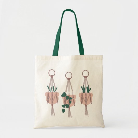 Oerwoud Tropische Planten Macrame Hanger Illustrat Tote Bag (Voorkant)