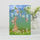 Oerwoud Twin Baby shower Kaart (Staand voorkant)