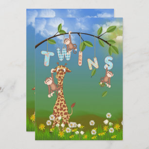 Oerwoud Twin Baby shower Kaart