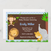 Oerwoud Uitnodiging Baby Boy Shower Blue (Voorkant / Achterkant)