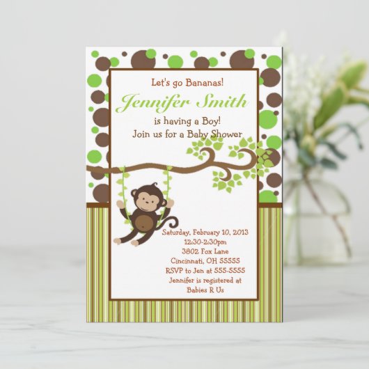 Oerwoud Uitnodiging tot Baby shower (Staand voorkant)