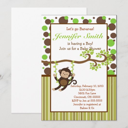 Oerwoud Uitnodiging tot Baby shower (Voorkant / Achterkant)