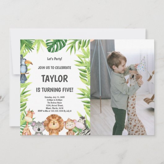  Oerwoud Uitnodigingen voor kinderen (Voorkant)