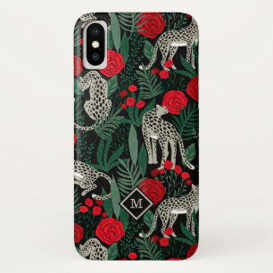 Oerwoud van de luipaard Floral Patroon met Monogra Case-Mate iPhone Case