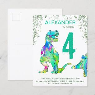 Oerwoud van Dinosaur 4e verjaardag van de begrotin Uitnodiging Briefkaart