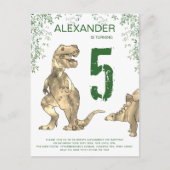 Oerwoud van Dinosaur 5e verjaardag van de Birthday Uitnodiging Briefkaart (Voorkant)
