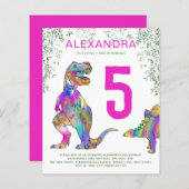 Oerwoud van Dinosaur 5e verjaardag van de roze beg (Voorkant / Achterkant)