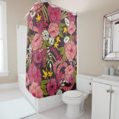 Oerwoud van Floral met een smakerspatroon, tropisc Douchegordijn (In situ)