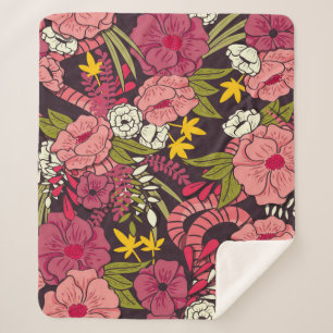 Oerwoud van Floral met een smakerspatroon, tropisc Sherpa Deken