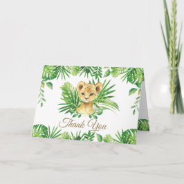 Oerwoud van Lion Cub Tropical Greenery  Bedankkaart