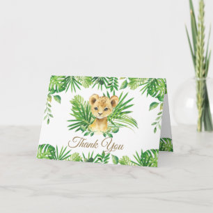 Oerwoud van Lion Cub Tropical Greenery  Bedankkaart