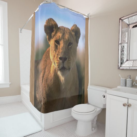 Oerwoud van Lioness Lovers Douchegordijn (In situ)