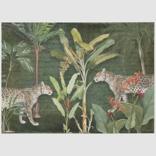 Oerwoud van Tropische Floral-Leopard Tissuepapier (Voorkant)