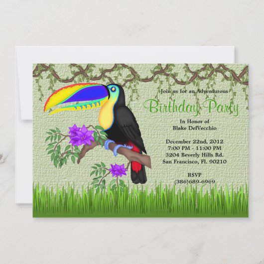 OERWOUD van vogelpest (CUTE Sweet Tucan Bird Birth Kaart (Voorkant)