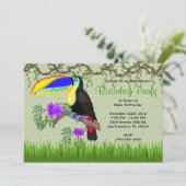 OERWOUD van vogelpest (CUTE Sweet Tucan Bird Birth Kaart (Staand voorkant)