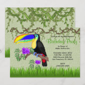 OERWOUD van vogelpest (CUTE Sweet Tucan Bird Birth Kaart (Voorkant / Achterkant)