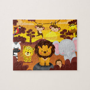 Oerwoud van wilde dieren Kinder puzzel Legpuzzel