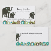 Oerwoud van wilde dieren Mama Elephant Safari Contactkaartje (Voorkant / Achterkant)