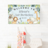 Oerwoud vee blauw jongen 1 e verjaardag welkom bor spandoek (Insitu)