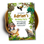 Oerwoud Verjaardag Uitnodiging Safari Dieren Verja