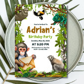 Oerwoud Verjaardag Uitnodiging Safari Dieren Verja