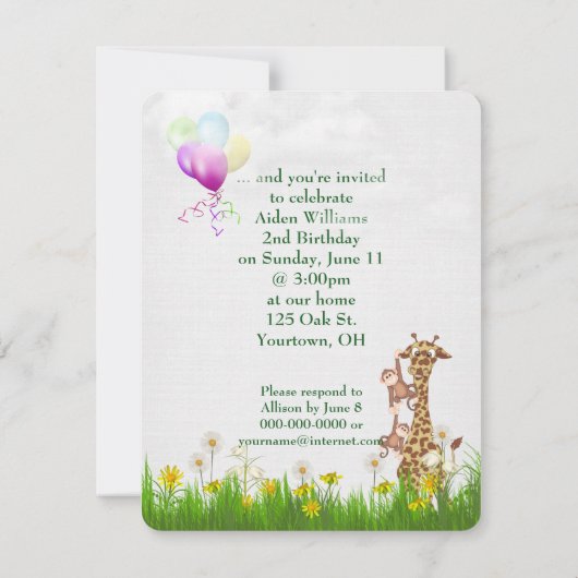 oerwoud Verjaardagsfeest met vrolijke leeuw Kaart (Achterkant)