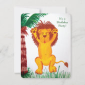 oerwoud Verjaardagsfeest met vrolijke leeuw Kaart (Voorkant)