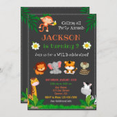 Oerwoud verjaardagsuitnodiging Dieren nodigen uit Kaart (Voorkant / Achterkant)