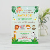 Oerwoud verjaardagsuitnodiging Dieren nodigen uit Kaart (Staand voorkant)