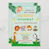 Oerwoud verjaardagsuitnodiging Dieren nodigen uit Kaart (Voorkant / Achterkant)