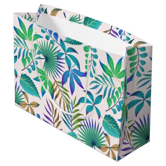 Oerwoud verlaat naadloos patroon groot cadeauzakje (Achterkant Gekanteld)