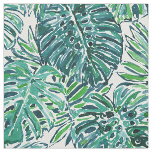 OERWOUD VIBES Green Tropical Monstera Leaves Stof
