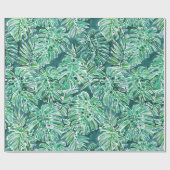 OERWOUD VIBES Green Tropical Monstera Pattern Cadeaupapier (Vlak)