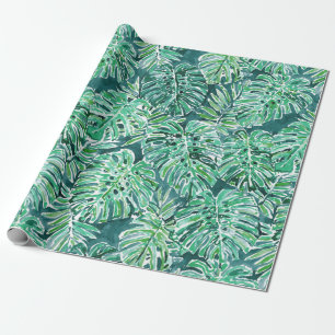 OERWOUD VIBES Green Tropical Monstera Pattern Cadeaupapier