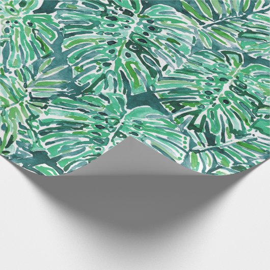 OERWOUD VIBES Green Tropical Monstera Pattern Cadeaupapier (Hoek)
