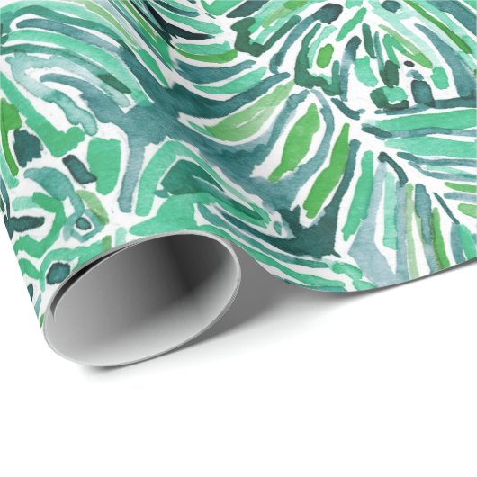 OERWOUD VIBES Green Tropical Monstera Pattern Cadeaupapier (Rol Hoek)