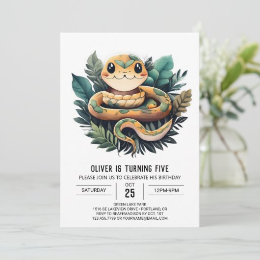 Oerwoud Viper Slither Verjaardagsuitnodiging Kaart (Staand voorkant)