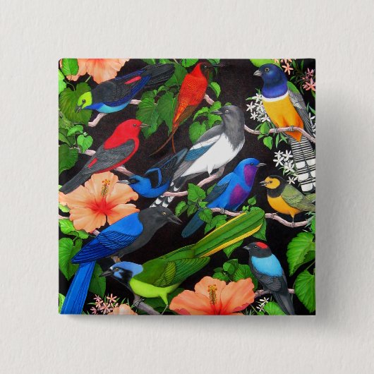 Oerwoud vogels van Mexico Vierkante Button 5,1 Cm (Voorkant)